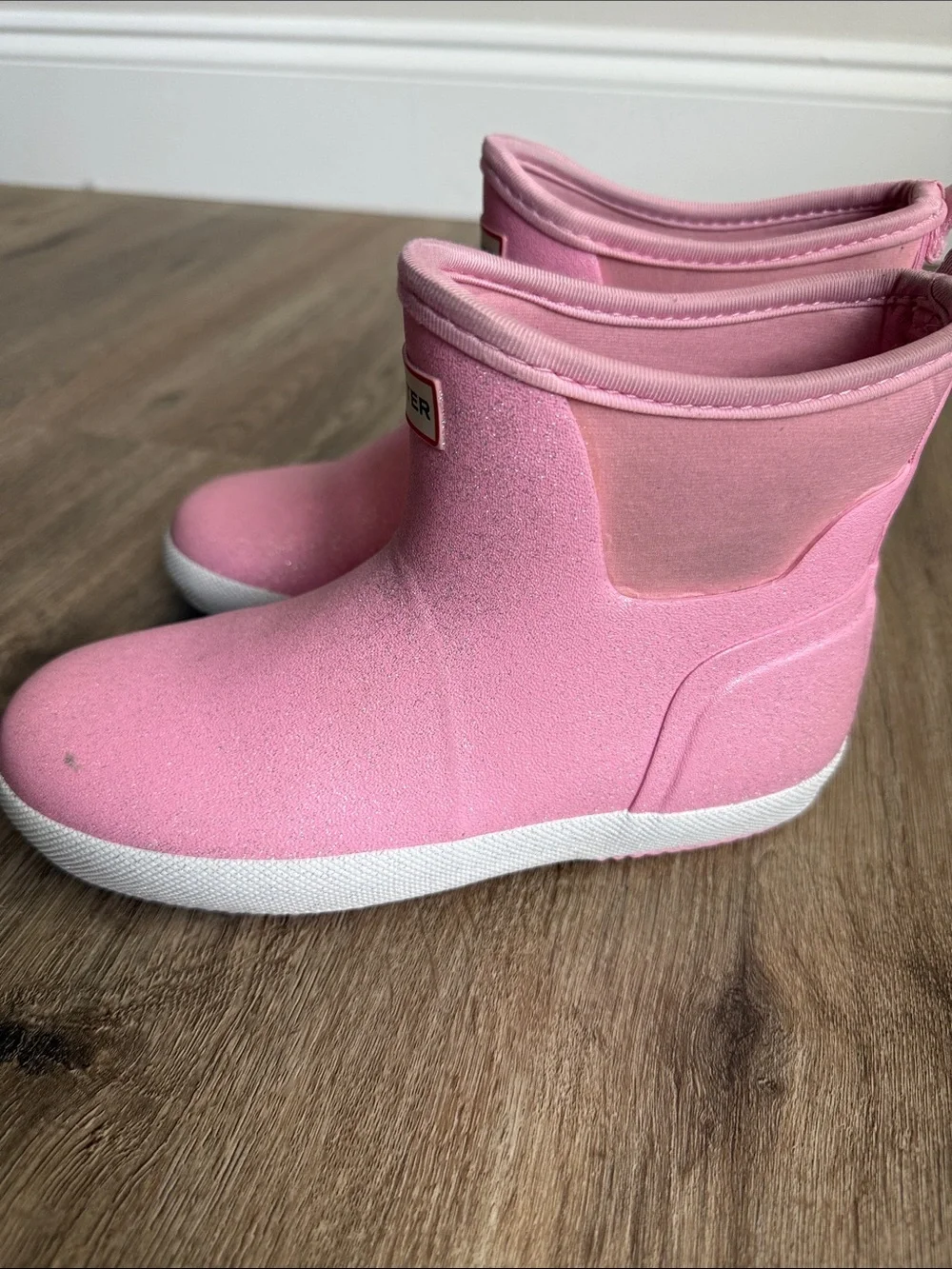 Hunter Kids Pink Glitter Ankle Rain Boots Size 2
